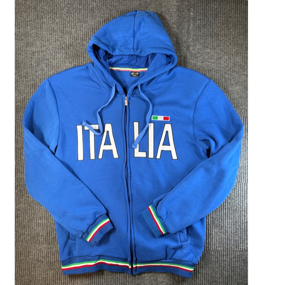 Infinity Italia Zip Up Hoodie Mens XXXL Blue Italy Flag Soccer Fleece Sweatshirt